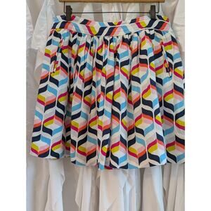 Cynthia Rowley Size 10 Linen Blend Lined Pleated Knee Length Skirt w/Pockets